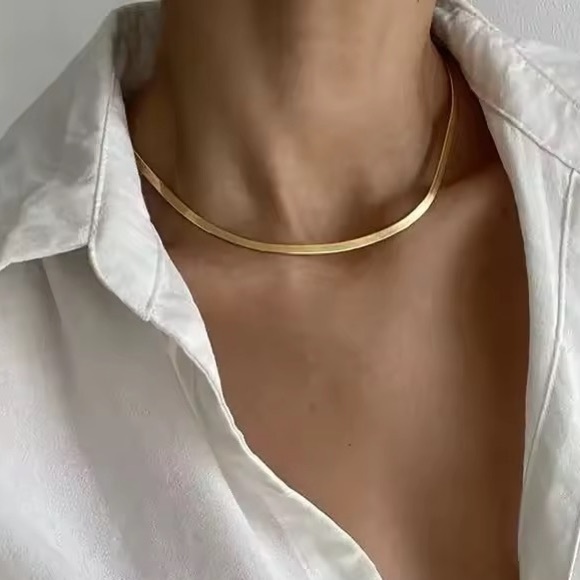 SahrzJewellery Jewelry - 18K Gold Plated Herringbone Necklace